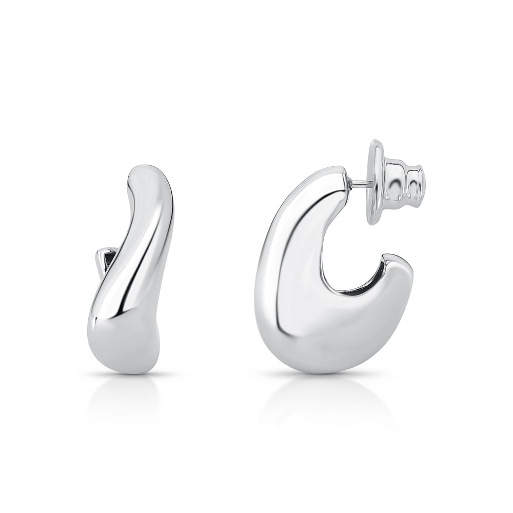 Brinco Argola Rodio Curvado Organico - BR04020579RHLS Brinco Argola Rodio Curvado Organico - BR04020579RHLS